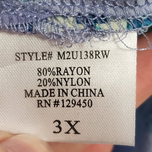 Fred David Womens Button Up Patchwork Top Size 3X Blue Bohemian Floral Artsy - Picture 5 of 10